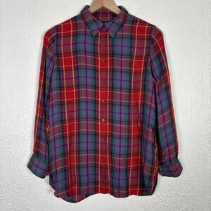 Lauren Ralph Lauren Black Label Women's Plaid Button Down Shirt Size Medium